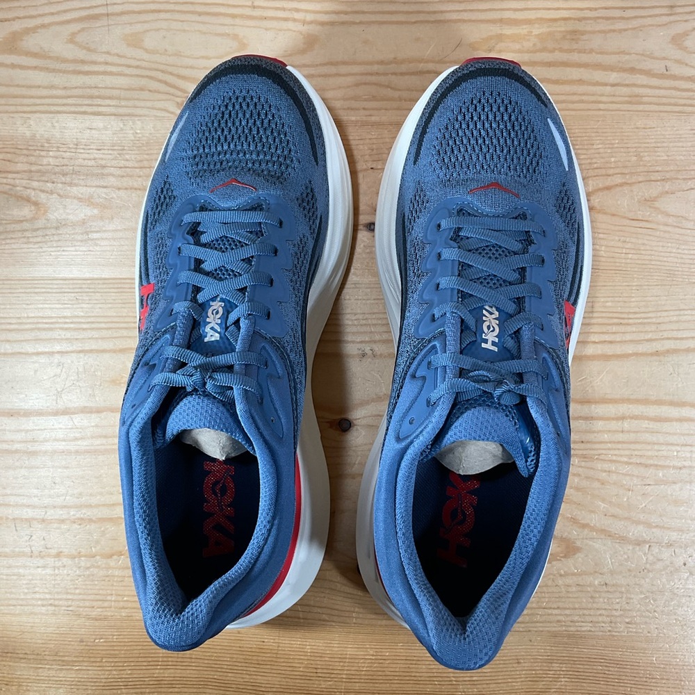Hoka One One Bondi 9 Running Shoes Men’s 10.5 D Blue Red White 1162011 TDRC - Picture 3 of 9